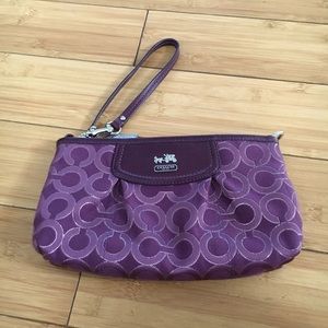 COACH Plum Logo Wristlet
